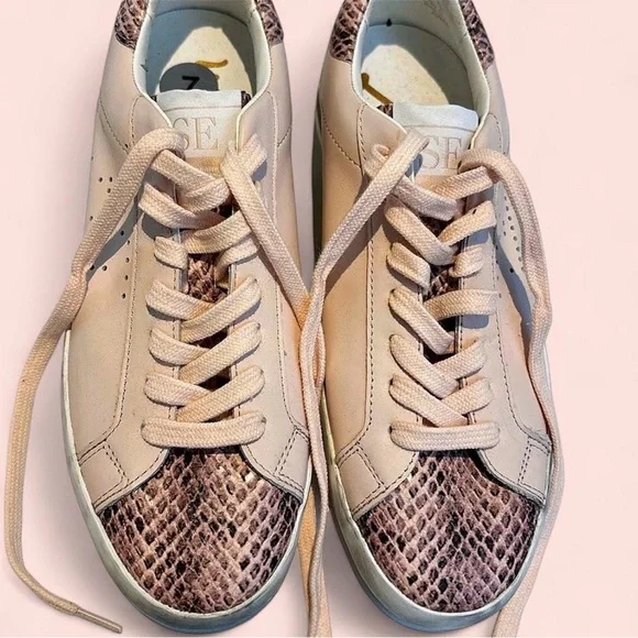 Sam Edelman light Pink trainers with snakeskin detail - Picture 1 of 4